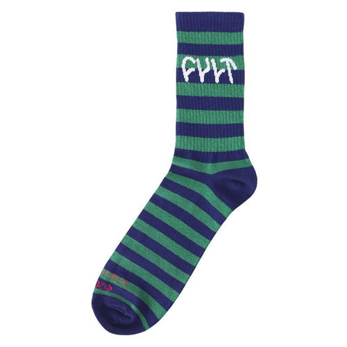 CULT STRIPE LOGO GREEN SOCKS